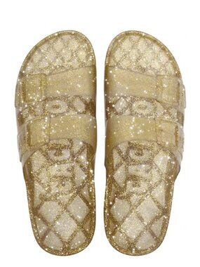 ✨ Cacatoès Anjo Glitter Gold Sandals – Size 38 / US 7